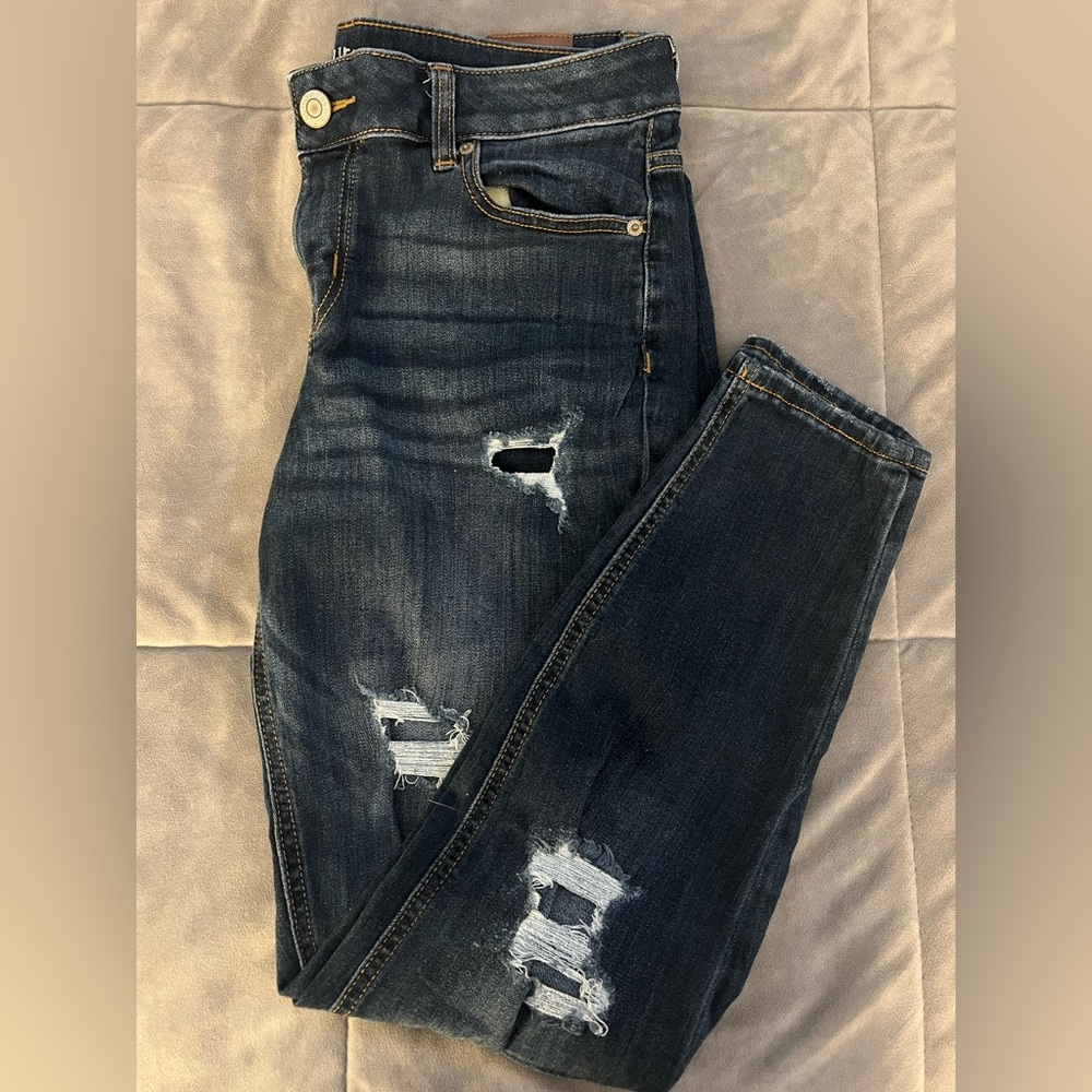 Maurice’s jeans! Has holes, but has patches behind them!